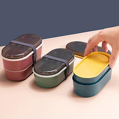 700ml Lunch Box Double-layered Large Capacity Plastic Portable Non-stick Meal Box Daily Use