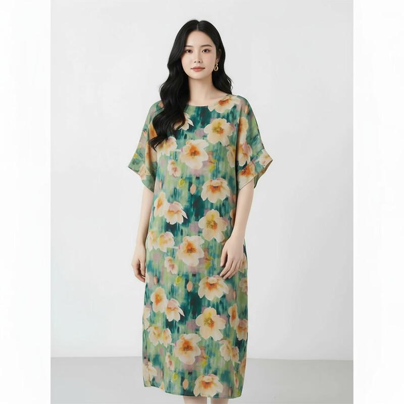 Aiyilian Summer Printed Flowy Dress M