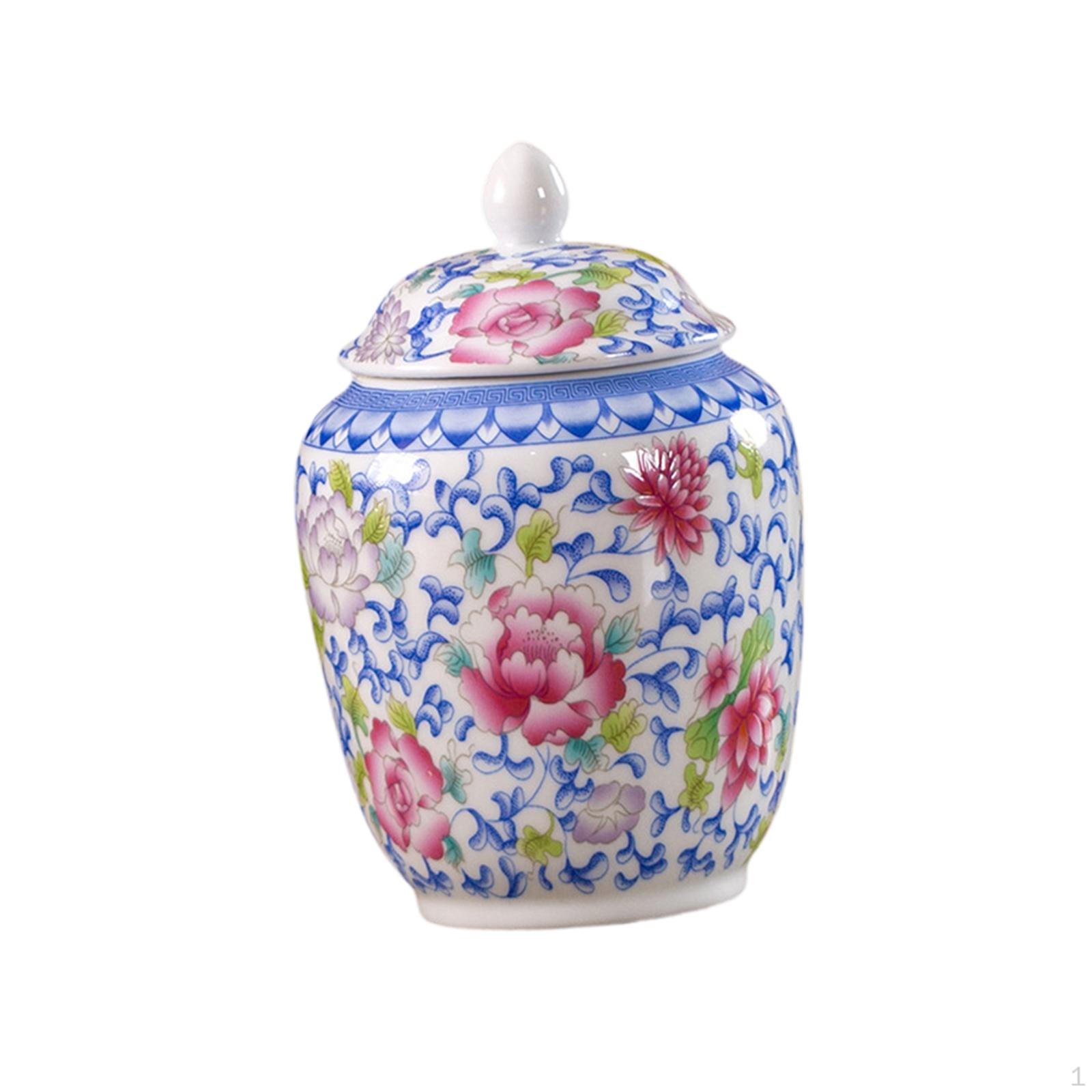 

Chinese Porcelain Flowers Tea Flower Pattern Ceramic Chinoiserie Colorful Ginger Jar for Home Accent
