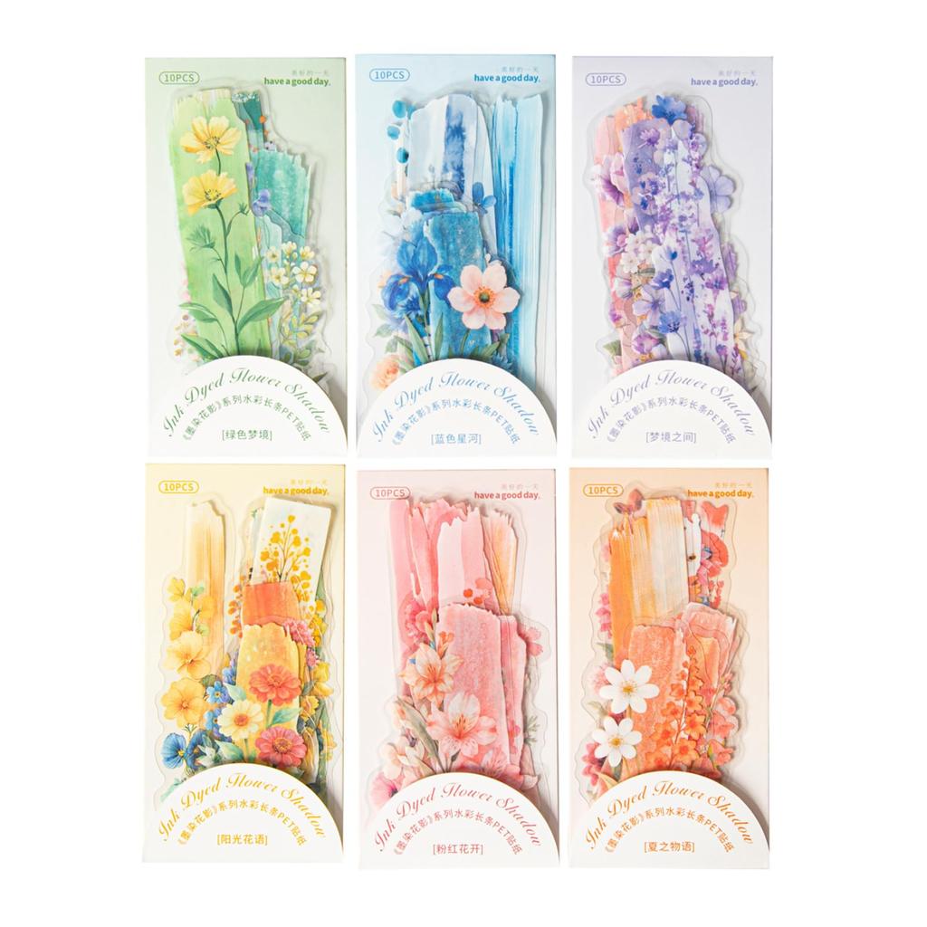Kigofora Collage Material Flower Watercolor and Floral Collage 60 Translucent Diary Gift and Handmade Decoration Stickers and Stickers, Ink-Dyed