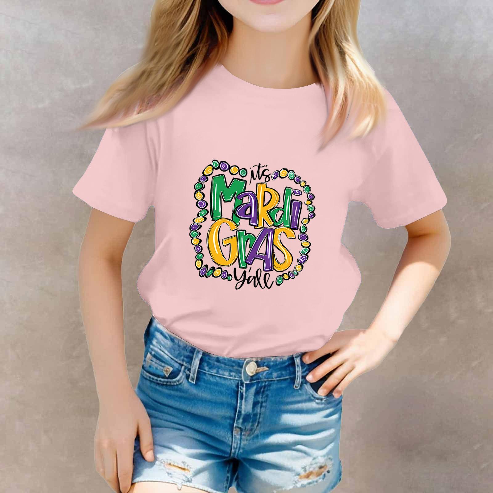 

St. Patrick s Day Toddler Girl Boy T-Shirts Kids Top Boys And Girls Printed Short Sleeved T-shirt 120 розовый