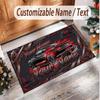 Car Racing Theme Soft Crystal Velvet Rug Custom Name & Text Print Non Slip Floor Rug for Bedroom Living Room