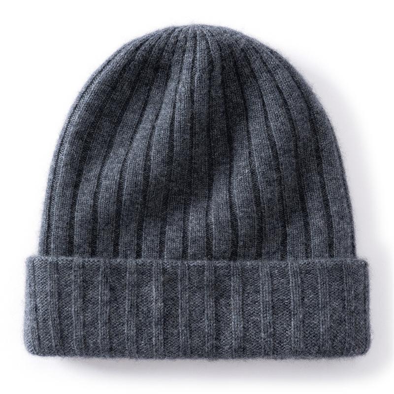 Cashmere hat women's autumn and winter versatile double-layer thickened warm knitted wool ear protection hat men's pit strip first-line hat winter