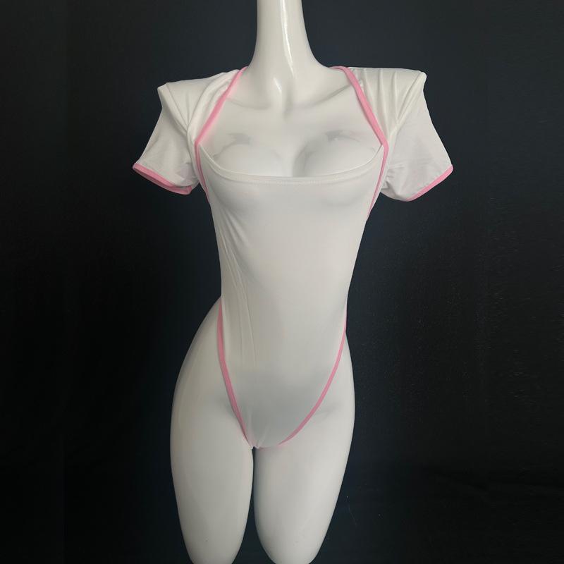 Sex underwear sexy jumpsuit dead pants water open crotch tight swimsuit temptation pure milk Japanese nightclub wear