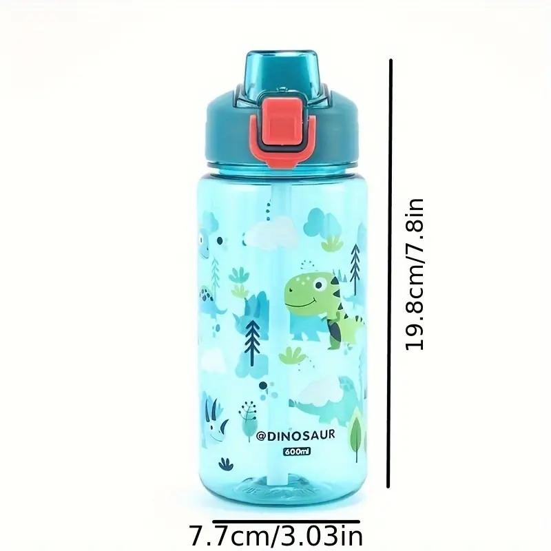 1pc600ML Children Cartoon Animal Water Bottle Cup with Straw Portable Student Anti-falling Water Bottle Toddlers Beverage Kettle