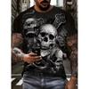 Horror Death Satan Pattern T shirts For Men/Women 3D Print Street Trend T-shirts Summer Oversized Man Clothing Short Sleeve Tops