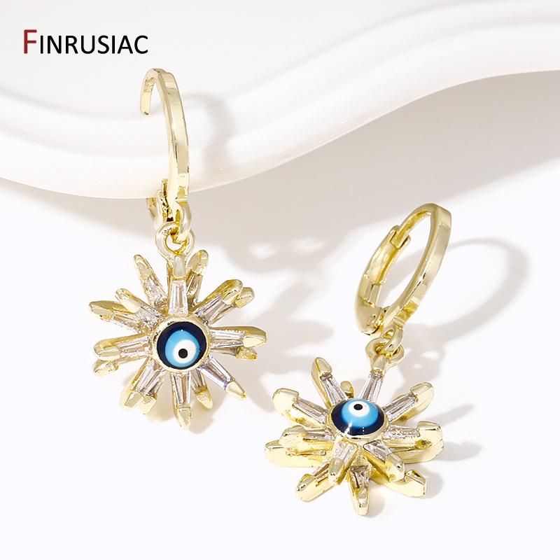 Nouvelles Boucles d'Oreilles Créoles Pendantes Œil du Mal en Zirconium de Luxe Pour Femmes Laiton Œil Turc Grec Boucles d'Oreilles Pendantes Bijoux Cadeau de Fête