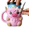 Držák na pintu zmrzliny Highland Cow Držáky na nanuky Držák na plechovku od piva Izolovaný držák na zmrzlinu se skrytou zásuvkou na svačinu a lžičkami