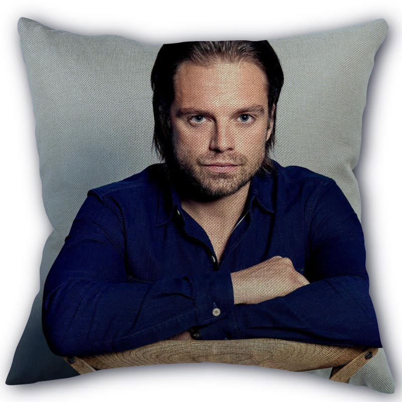 45X45cm Pillow Cover Sebastian Stan Home Decorative Pillowcase Square Zipper Cotton Linen Pillow Cases Bedroom 0331