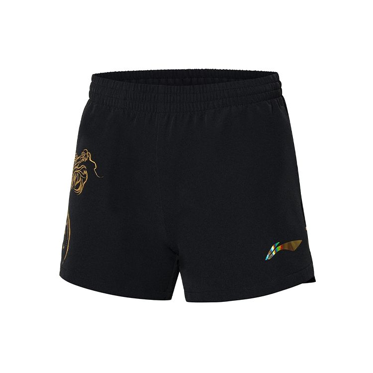 

Свободные спортивные шорты Li Ning Ping Pong Series с красочным логотипом и принтом, женские шорты черного цвета AAPR366-1 S