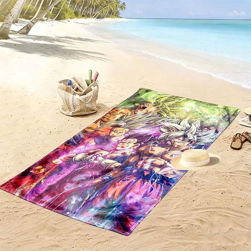 Dragon Ball Print Beach Towel, Large Soft Quick Dry Towel for Beach Camping Swimming
