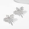 Elegant Cubic Zirconia Feather Earrings White Gold Color Crystal Zircon Statement Stud Earring Luxury Wedding Zircon