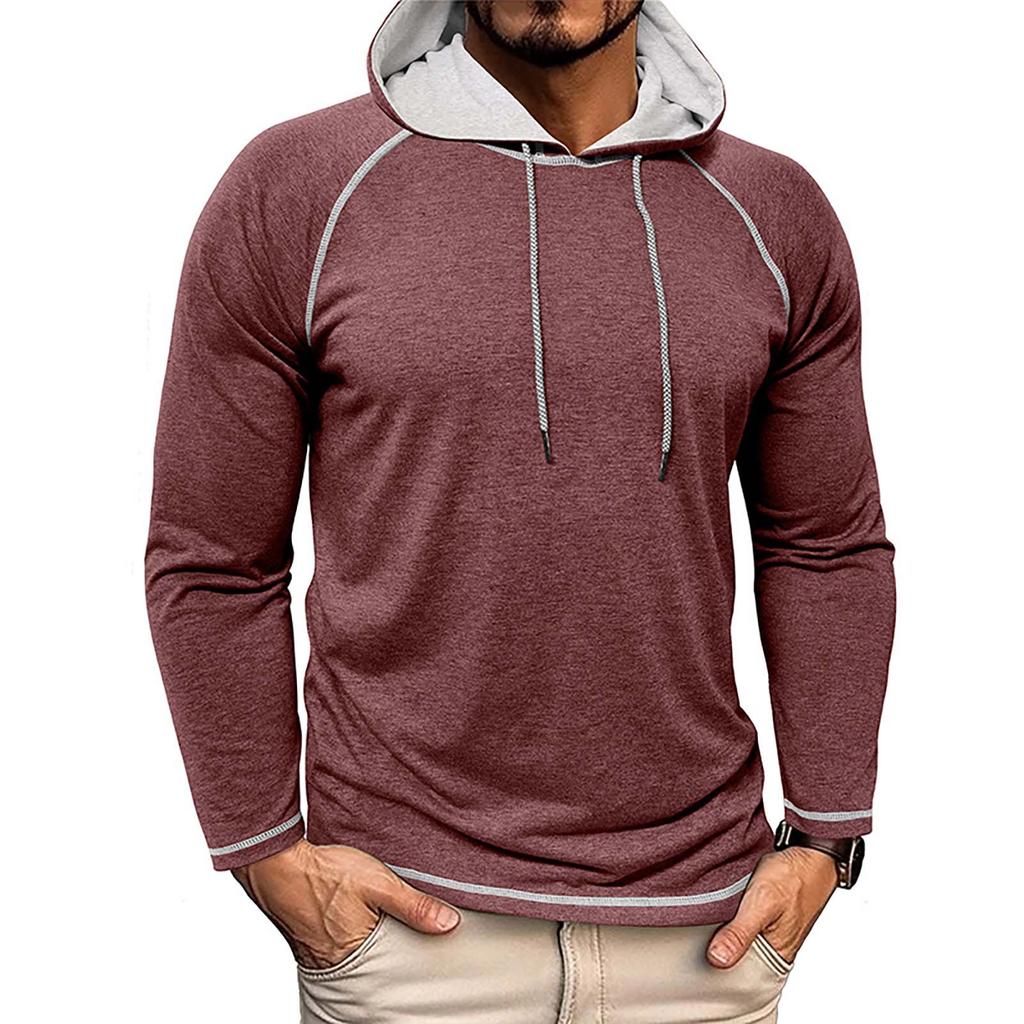 Men's Hooded Pullover Long Sleeved T-shirt Sports Top