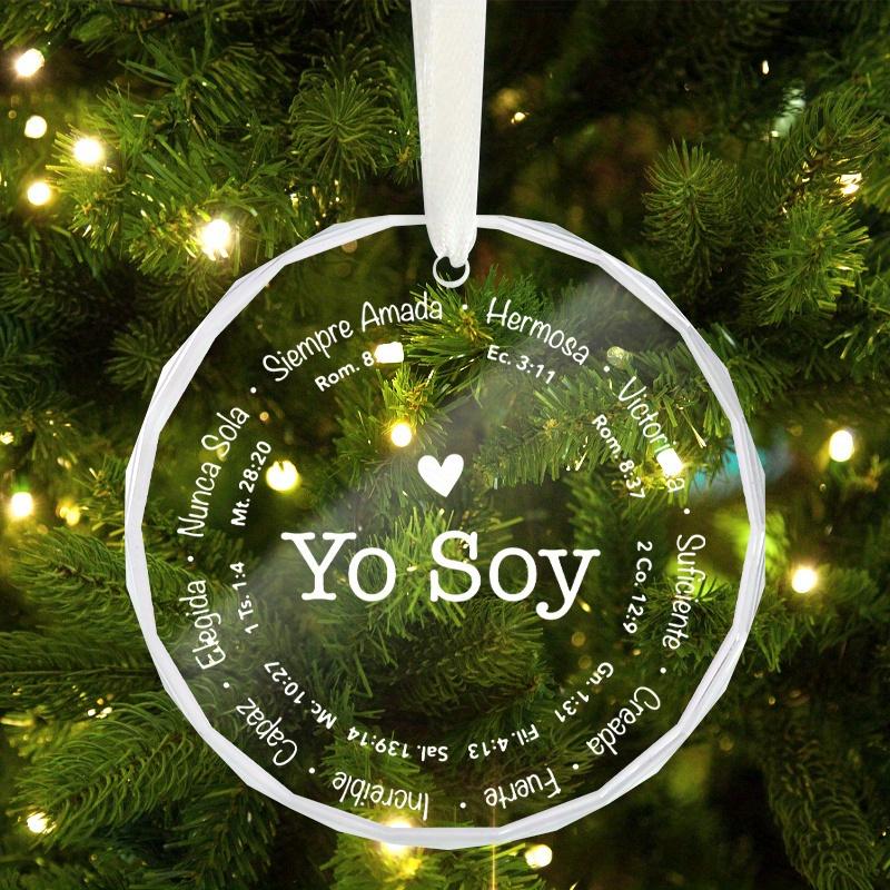 1pc/2pcs 'Yo Soy' Christmas Gift Glass Ornament,Hanging Decorative Gift for Christian Families,  Holiday Gift for Family and Friends, Glass Keepsake
