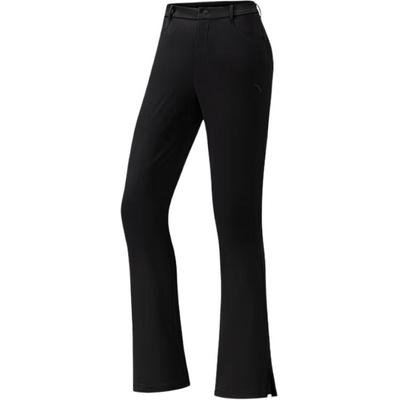 Plain Mid-Rise Breathable Versatile Flared Casual Pants Women Bottoms Black 162537303-2