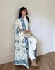 Fold Elegant Vintage Print Open Front  Miyake Abaya, Lightweight Flowy Loose Fit Women's Modest Fashion Long Kimono Cardigan