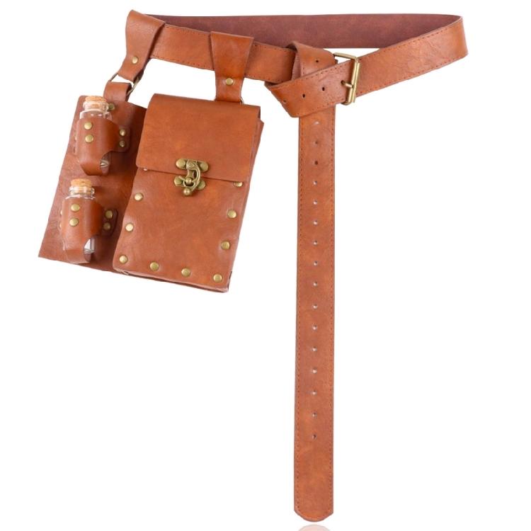 Mittelalterliche Leder Seitentasche Mittelalterliche Gürteltaschen Mit 2 Flaschenhaltern Halloween Mittelalter Cosplay Kostüm Zubehör