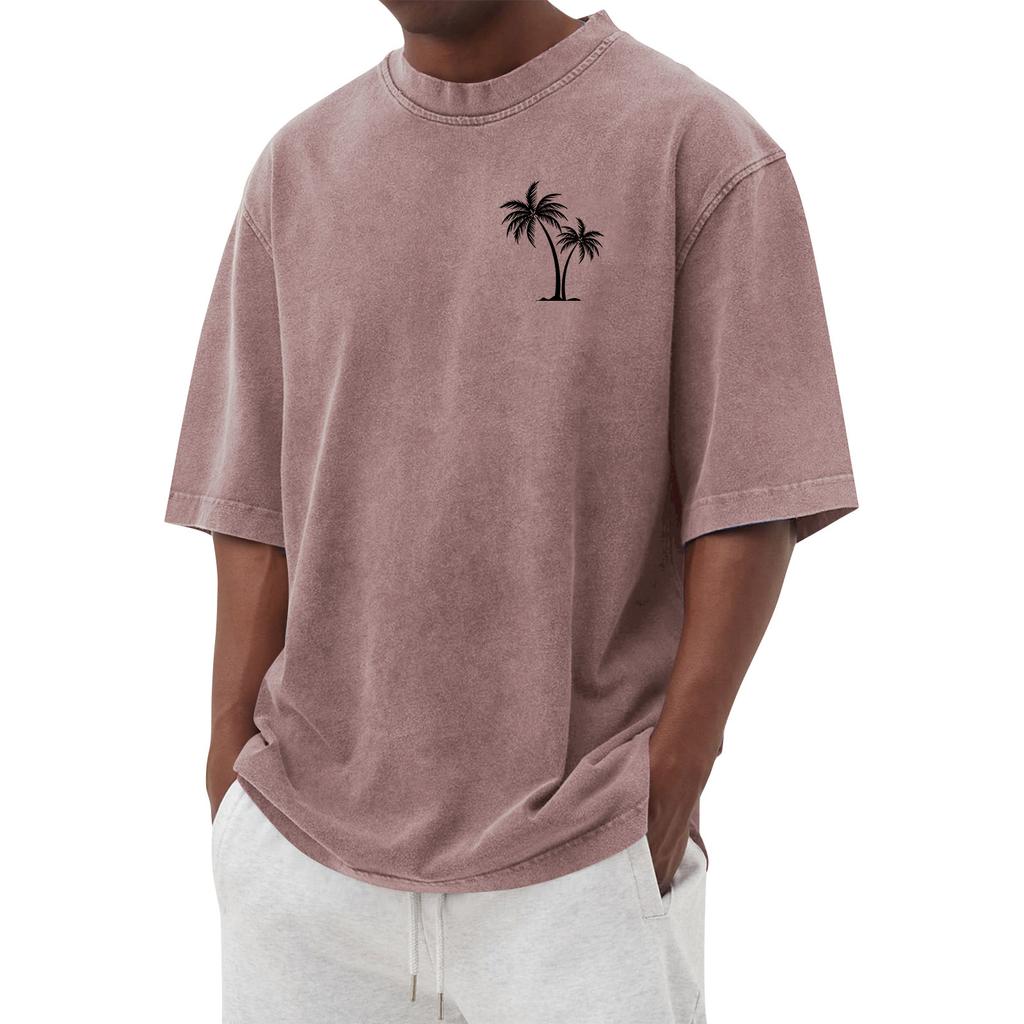 Men's Printed Round Neck T-Shirt Casual Sports Short-Sleeve Top