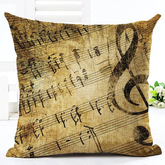 Retro Noten Kussensloop Katoen Linnen Creatief Vintage Muzieknoten Decoratief Kussensloop Piano Kussensloop Voor Bankhoes Zt62