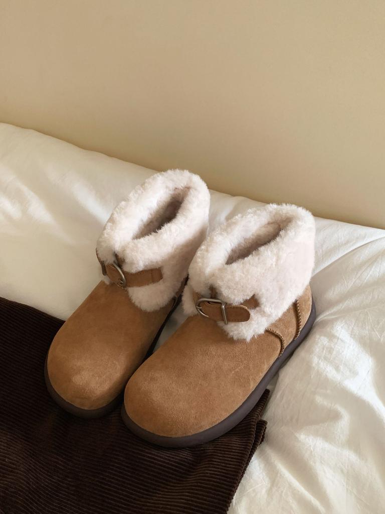 Soft Leather Edition~ Snow Boots Women's Winter 2025 New Fashion Casual Versatile Plush Short Boots Plush Cotton Shoes