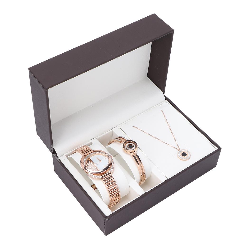 Business Women Watch Bracelet Necklace Set Anniversary Birthday Gift Jewelry Set