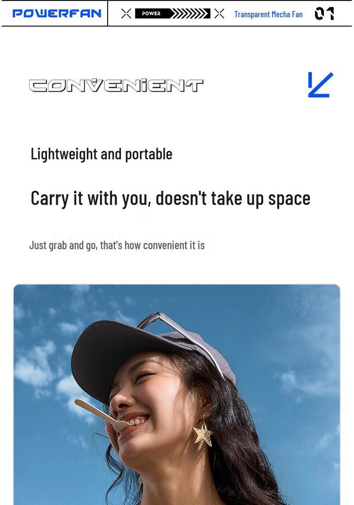 Portable USB Turbine Handheld Fan: Transparent, Digital Display, Office & Outdoor Use