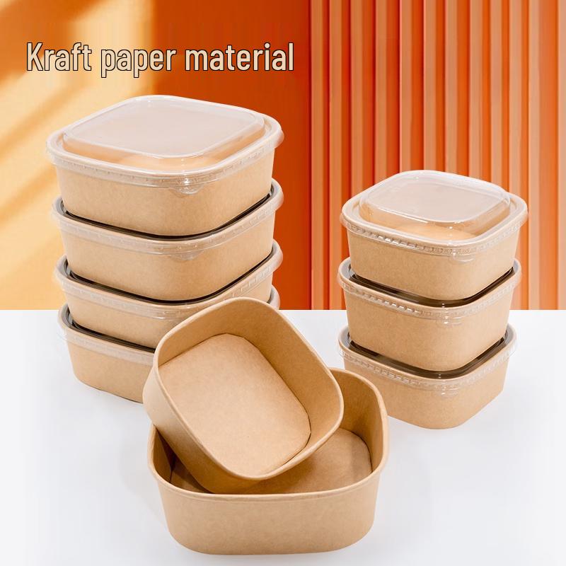 Disposable Kraft Square Takeout Boxes with PP Lids
