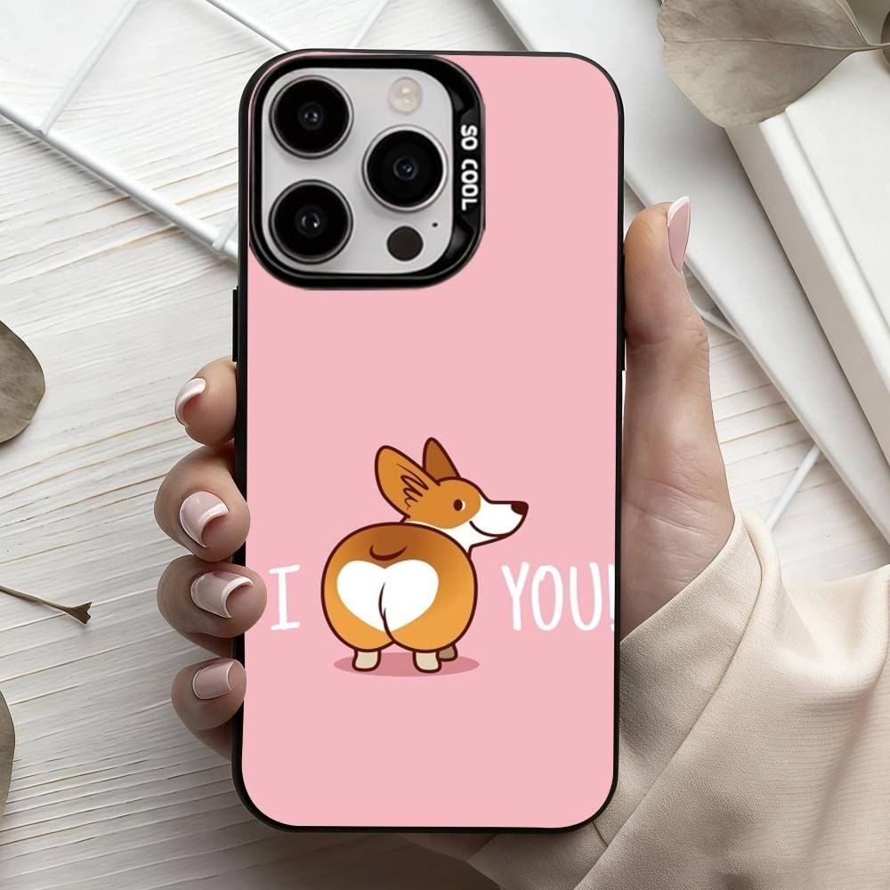 

C-Cute corgi D-dog-G Phone Case For iPhone17,16,15,14,13,12,11 Plus,Pro Max Black Candy silver phone case iPhone14
