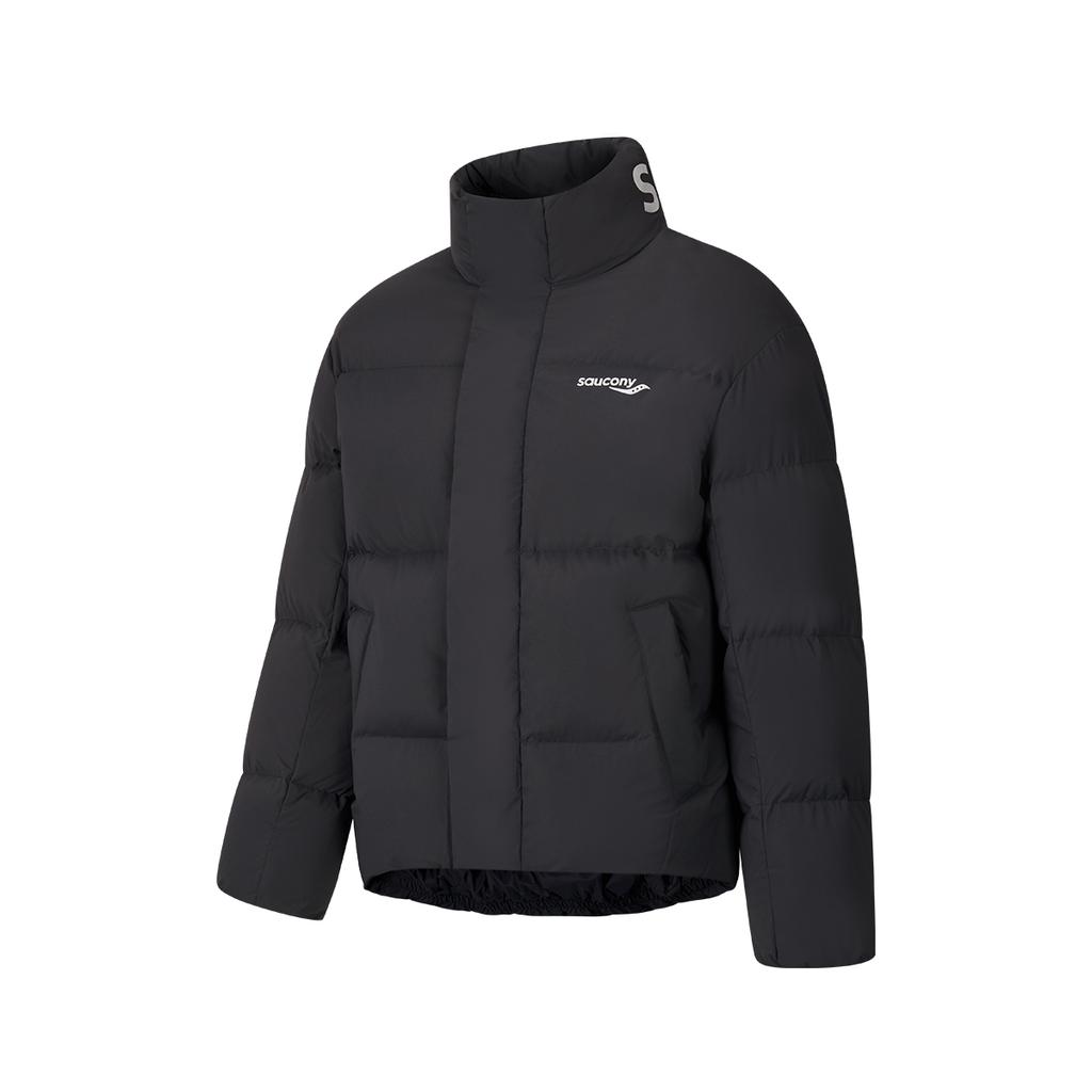 SAUCONY Letter Pattern Stand Collar Warm Fashion Versatile Down Jacket Unisex Outerwear Black SC3240215AL-BK01
