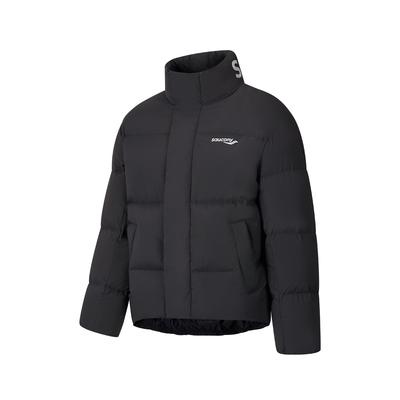 Letter Pattern Stand Collar Warm Fashion Versatile Down Jacket Unisex Outerwear Black SC3240215AL-BK01