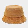 Korean Style Solid Color Vintage Washed Distressed Denim Bucket Hat Custom Logo Sunshade Cap
