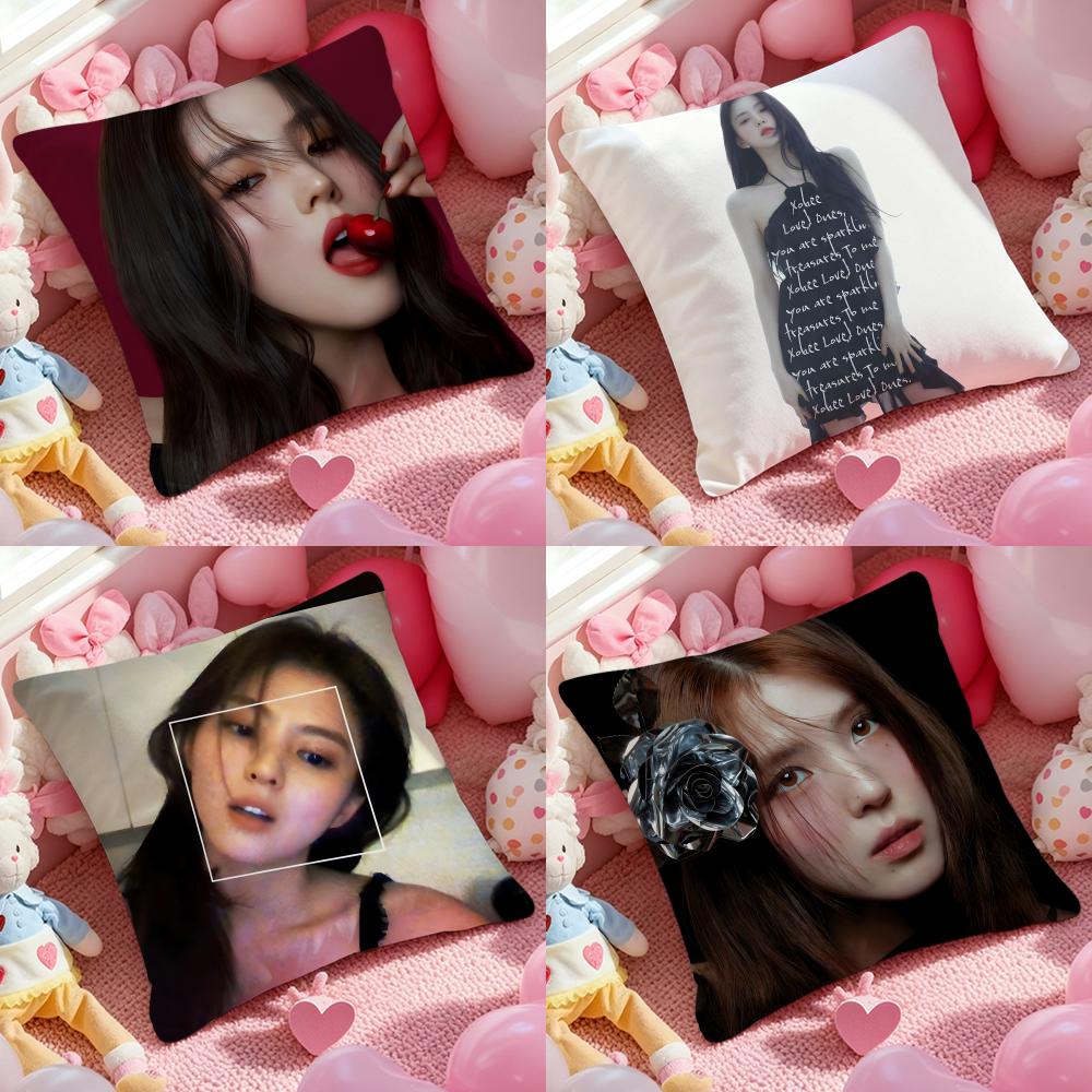 Han Sohee Cushion Cover Anti-dustmite Pillowcase Invisible Zipper Silky Short Plush Sofa Cushion Cover