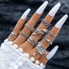 European and American punk dark butterfly skull cut-out face ring multi-piece set personality trend distressed ring set