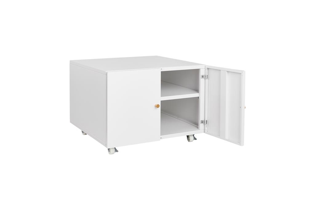White Mobile Metal Printer Cabinet with Door & Adjustable Shelf, Rolling Storage File Cabinet for Home Office & Small Spaces