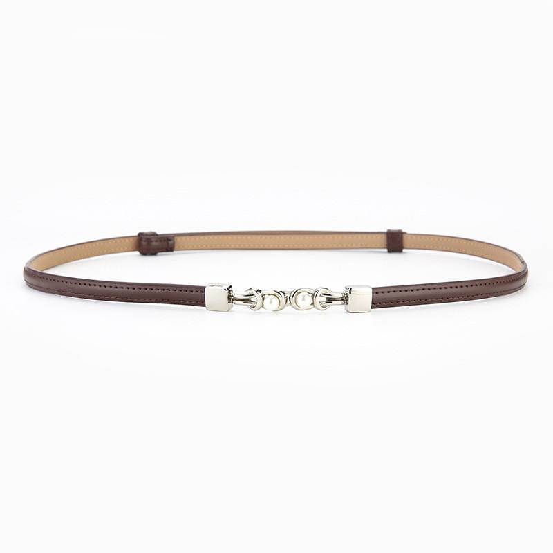 Genuine Leather Womens Adjustable Pearl Pullthrough Waist Belt For Elegant Dress And Suit Outfit