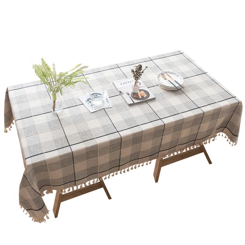 Fabric Embroidery Plaid Imitation Cotton And Linen Tablecloth Is Small And Fresh, Coffee Table Dining Table Tablecloth 60*60cm