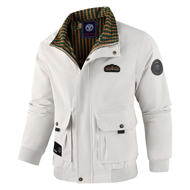 Men's Military Jacket Lightweight Casual Windbreaker Stand Collar Bomber Jackets Coat with Multi Pockets Zip Front Cargo Army Windbreaker for Men