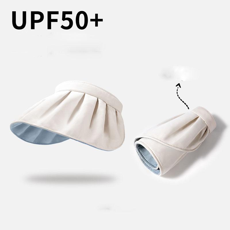 

Women s Summer UV Protection Empty Top Sun Hat, Large Brim Face Cover Foldable Shell Visor Hat