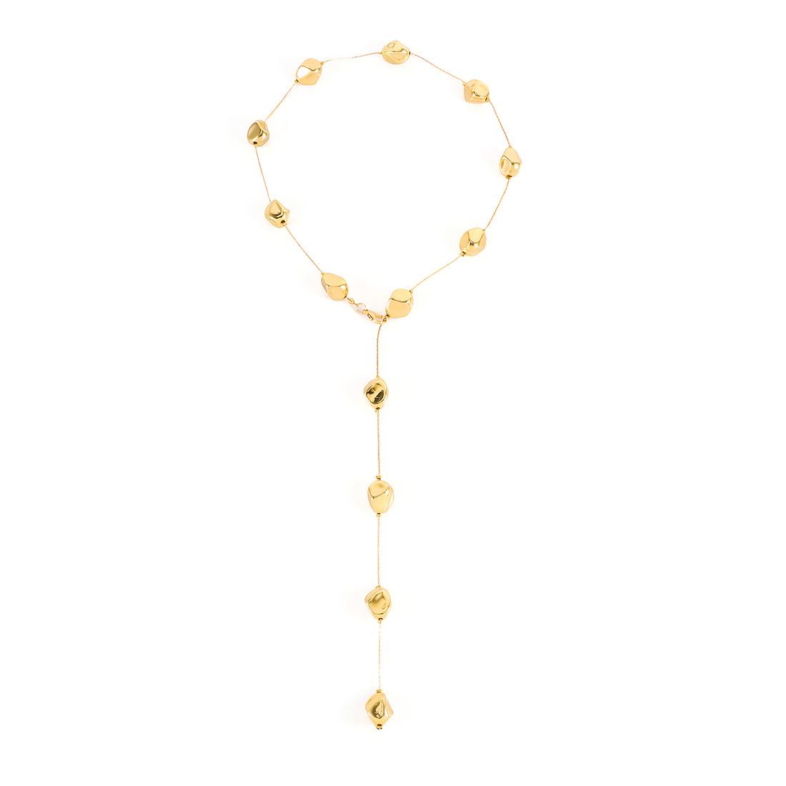 

Французская ретро геометрическая длинная цепочка для свитера с искусственным жемчугом, нишевое темпераментное нерегулярное ожерелье Plating