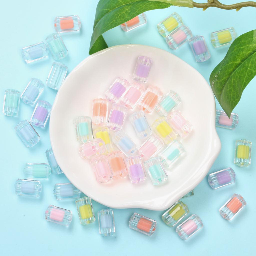 Acryl Mattiert/Transparent Mode Kreative Anhänger DIY Schmuckzubehör Kernspinn 8-Eckig Zylindrische Lose Perlen 20 Stück