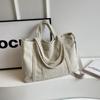 Solid Color Corduroy Bag Women's Large Capacity Shoulder Crossbody Bag Commuter Tote Bag