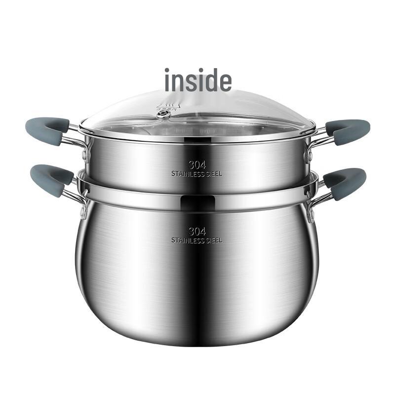ZISIZ 24cm 3-Layer Steel Steamer & Stockpot