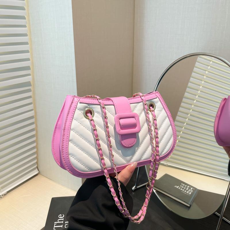 Gentle and fashionable texture splicing chain shoulder bag women's 2025 spring and summer new versatile ins messenger bag small square bag