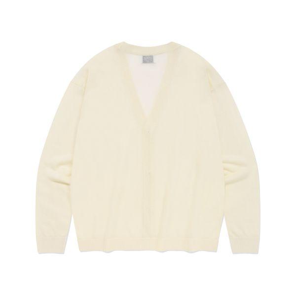 Covernat Ss24 Logo V-Neck Button Cardigan Long Sleeve Drop Shoulder Knitwear Men cardigans Ivory CO2402KT08IV
