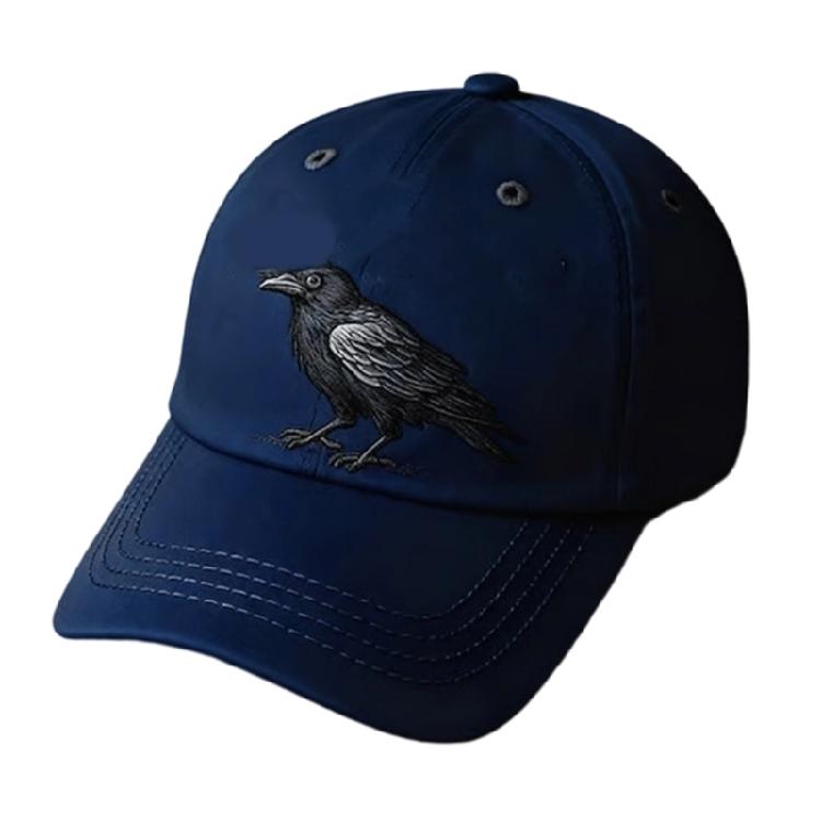 Crow Design Baseball Cap Gothic Adjustable Strap Baseball Hat for Music Festival and Theme Event Gathering Headwear