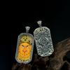 S925 Sterling Silver Green Tara & Yellow Jambhala Thangka Pendant with Eight Treasures Design