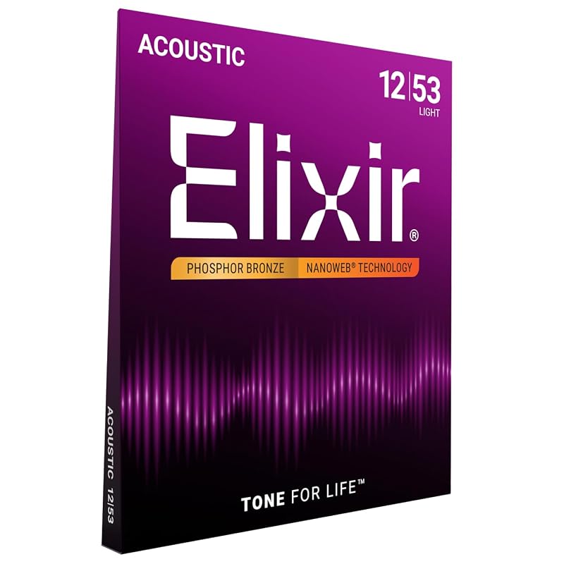 Elixir Acoustic Guitar Strings NANOWEB Phosphor Bronze Light .012-.053 #16052 [Domestic Genuine Product]