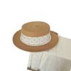 Flat top straw hat women's summer seaside vacation polka dot sun hat pastoral literary and retro top hat