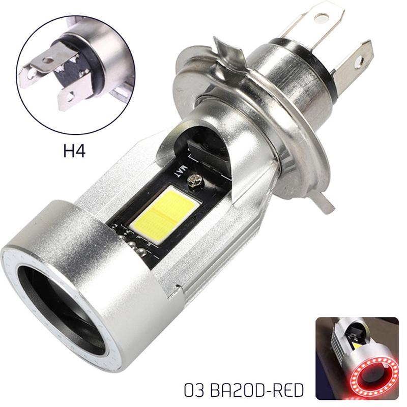 1Pc Angel Eye 30W H4 Led Motorcycle Headlight Ba20D Hs1 H6 Scooter Motorbike Headlamp Light Bulb Drl Accessories 12V-80V