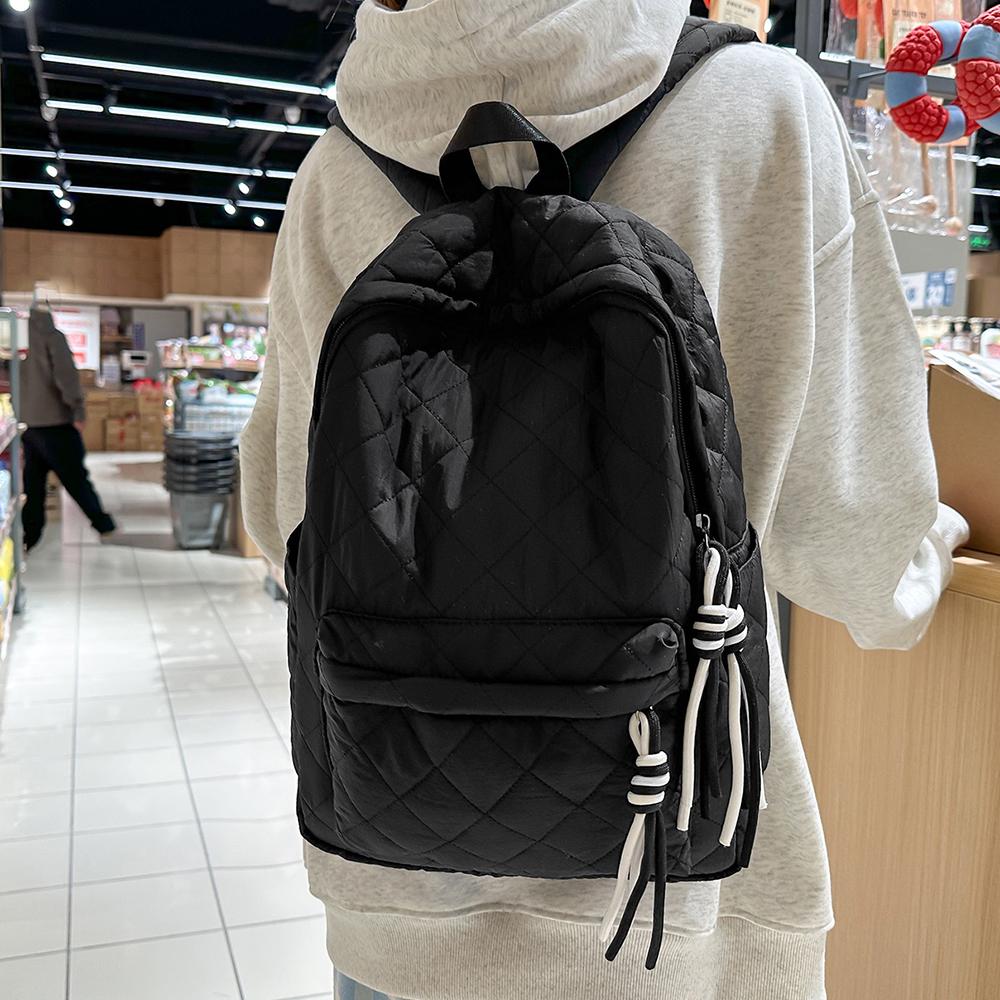 Lingge Car Stitching Backpack, College Style New Japanese Style Bag, Backpack, Lightweight and Large Capacity Casual Backpack